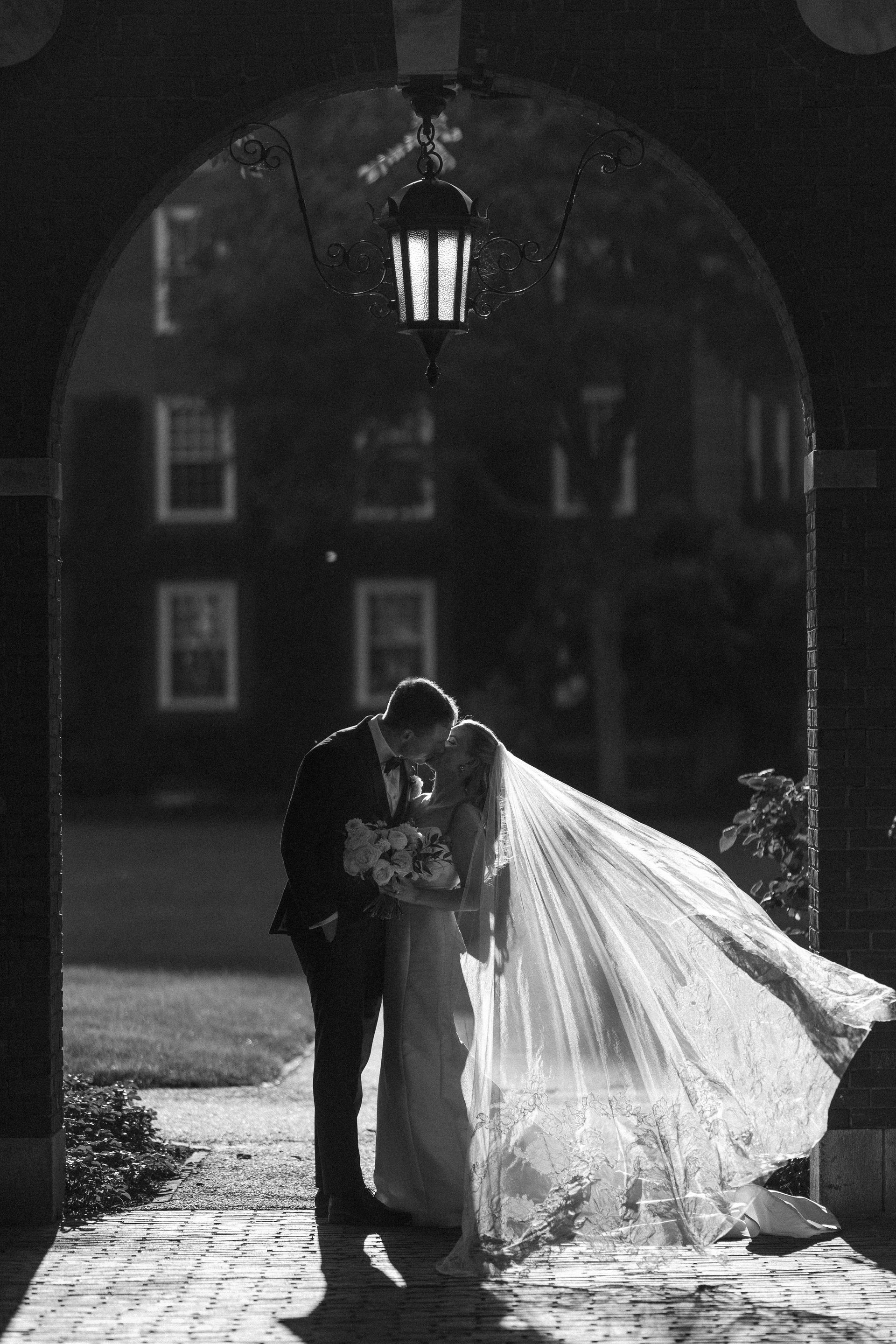 Bride and groom in a luxury portrait