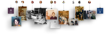 Family tree style memory sharing illustration for photo memories
