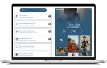 Family collaborating online to plan memorial services and share memories