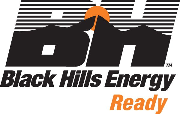 A black and orange logo for black hills energy ready