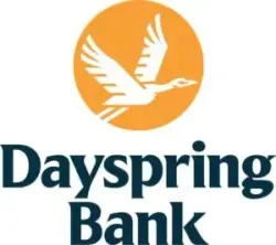 A dayspring bank logo with a bird in a circle