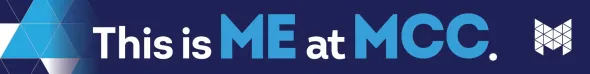 A blue sign that says this is me at mcc
