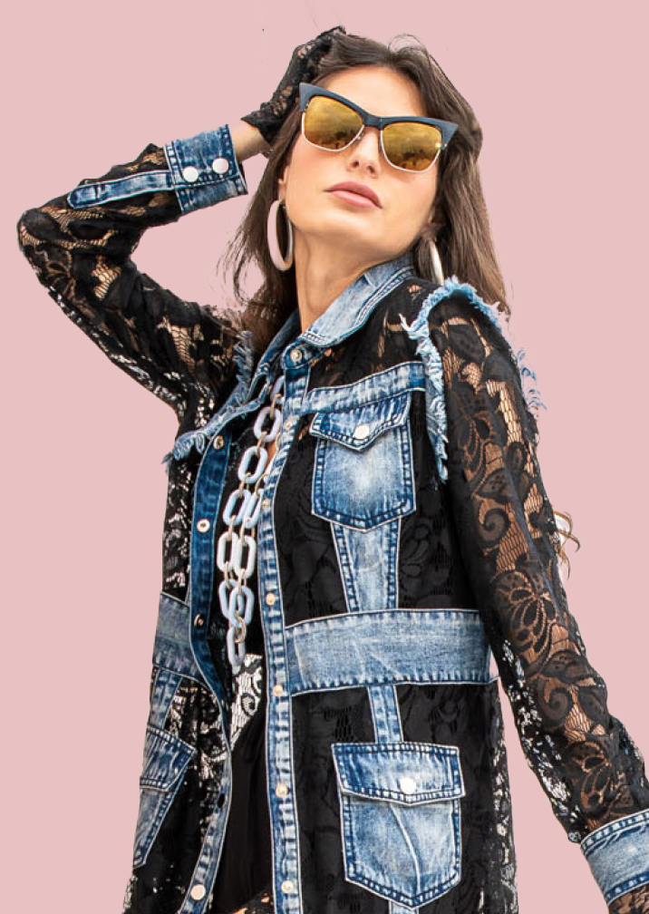 Robertella Luxury Boutique - Denim Lace Duster