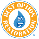 Logo: Orange circle with text 