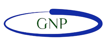 A blue circle with the word gnp on it