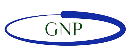 A blue circle with the word gnp on it