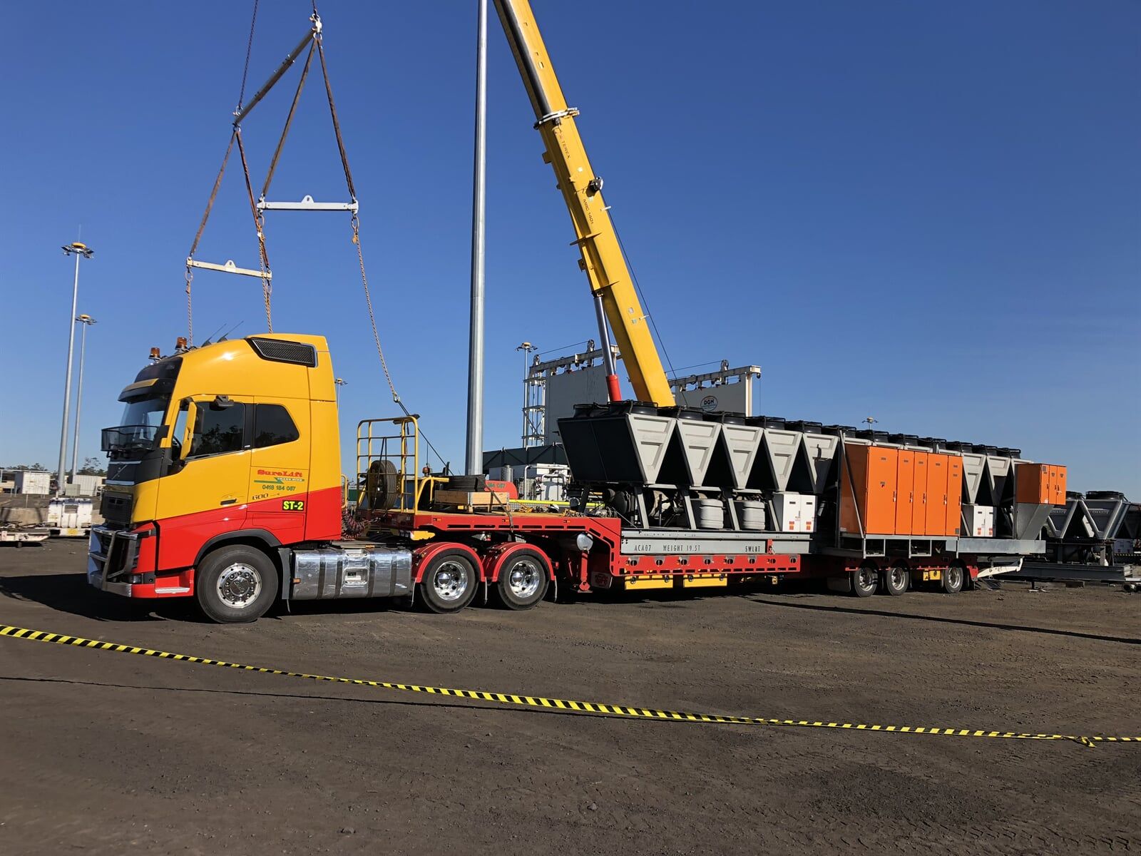 Crane Trucks Loaded With Supplies — Crane Hire & Transport in Moranbah, QLD