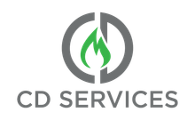 a logo for a company called CD Services with a green flame in the middle.