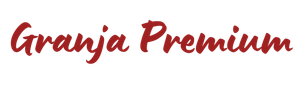Logotipo de Granja Premium en letra cursiva, de color marrón rojizo sobre fondo blanco.