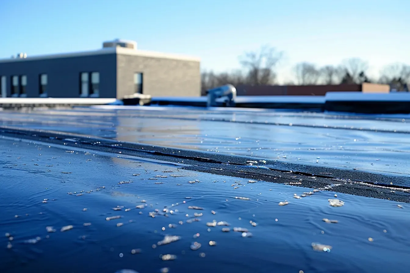 Metal roof panels stacked for commercial install in Madison WI.