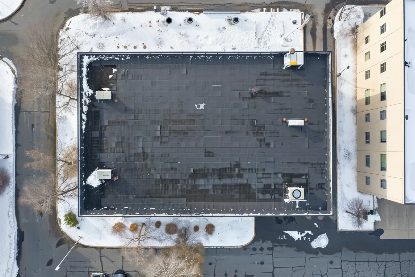 Madison WI roofer cleaning gutters during annual roof maintenance.