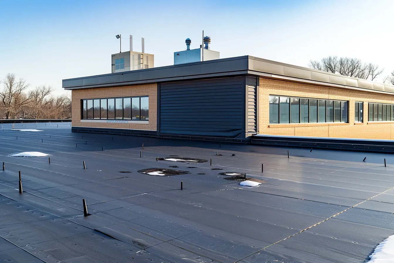 Modified Bitumen Flat Roof Madison WI installed with multi-layer waterproofing.