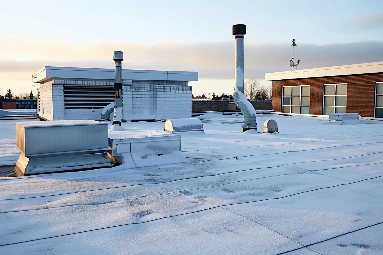 Flat Roofing in Madison WI reinforced with fiberboard, insulation, and vapor barriers.