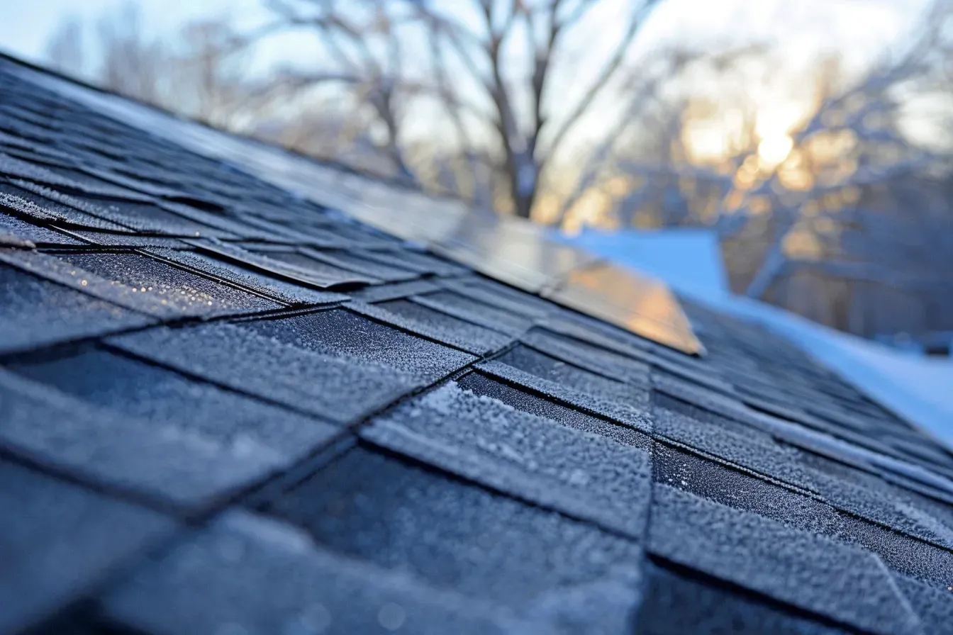Roofer installing architectural shingles on home in Madison WI.