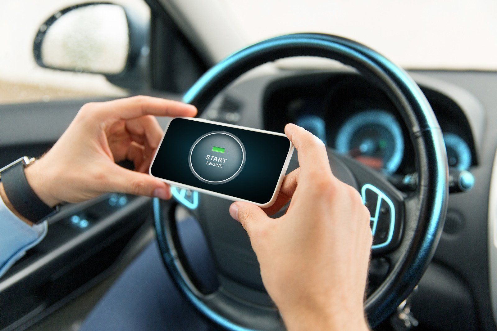 Hands holding a phone displaying a