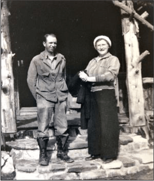 black and white photo of man and woman in old days of Big Bear Lake