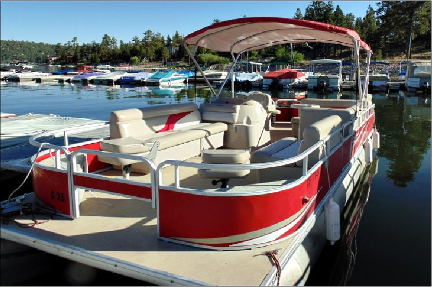 red and white pontoon on the water