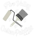 Paint roller and brush with &ldquo;Five Valley Custom Painting&rdquo; text on a white background
