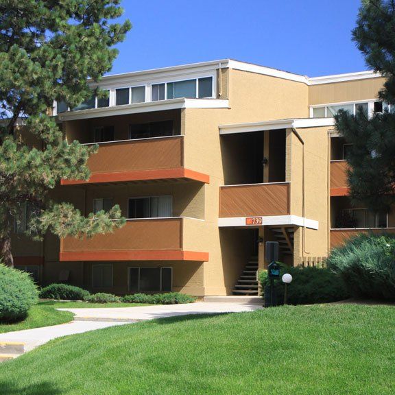 Apartment building on a blue sky day