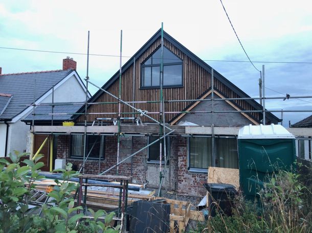 scaffolding around a house