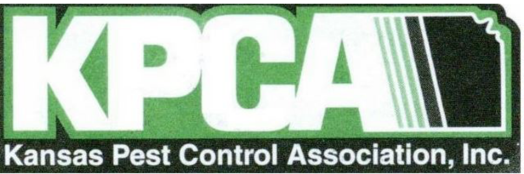 Logo for the Kansas Pest Control Association, Inc. featuring bold green letters and a Kansas state outline.