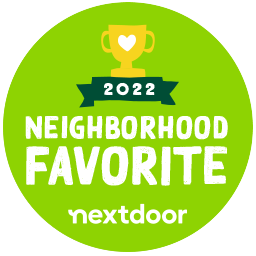 A green circle with the words `` neighborhood favorite '' on it.