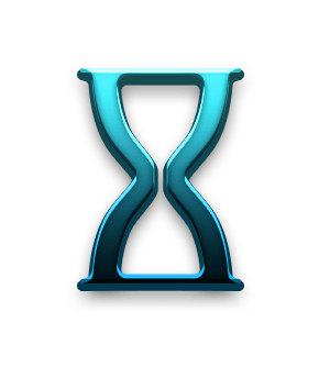 A blue hourglass on a white background is the Cronus Global logo Icon