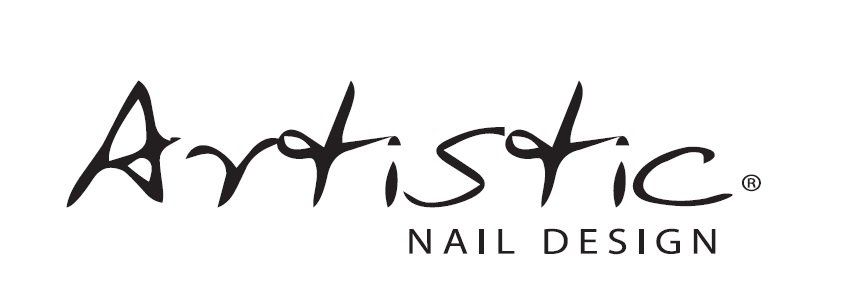 The logo for Artistic Nail Design is black and white.