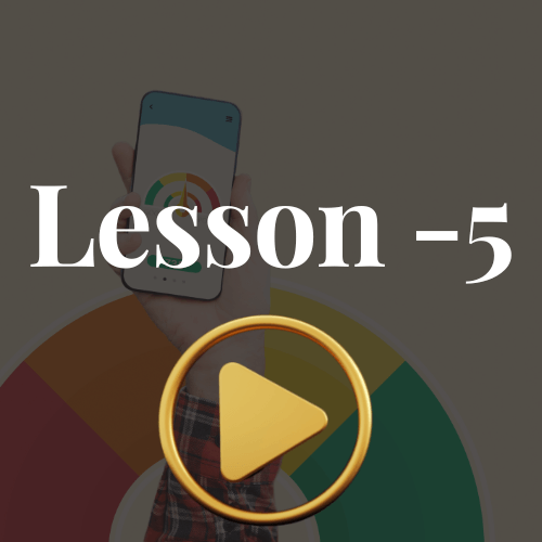 a person holding a cell phone with the words lesson -5 below it