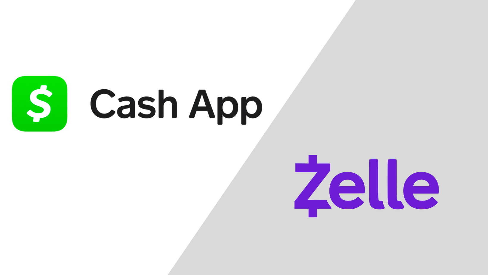 Cash App and Zelle logos on a white and gray background