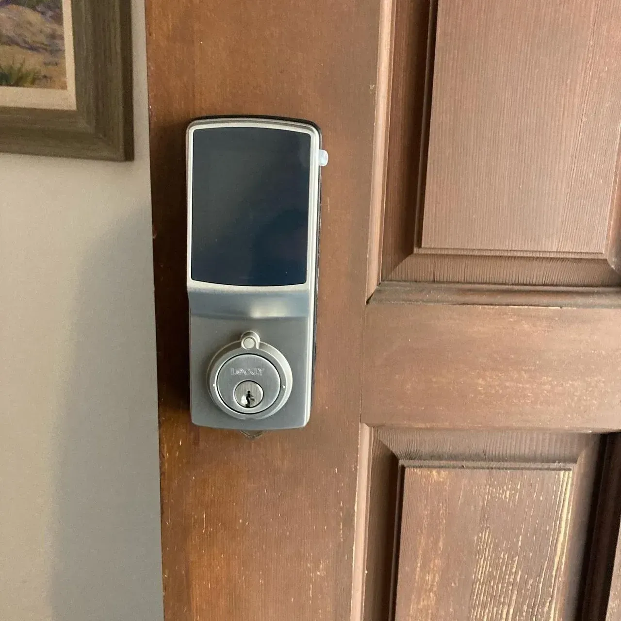 Newly Installed Smart Lock on Front Door Residence
