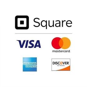 Square logo with Visa, Mastercard, American Express, and Discover payment logos