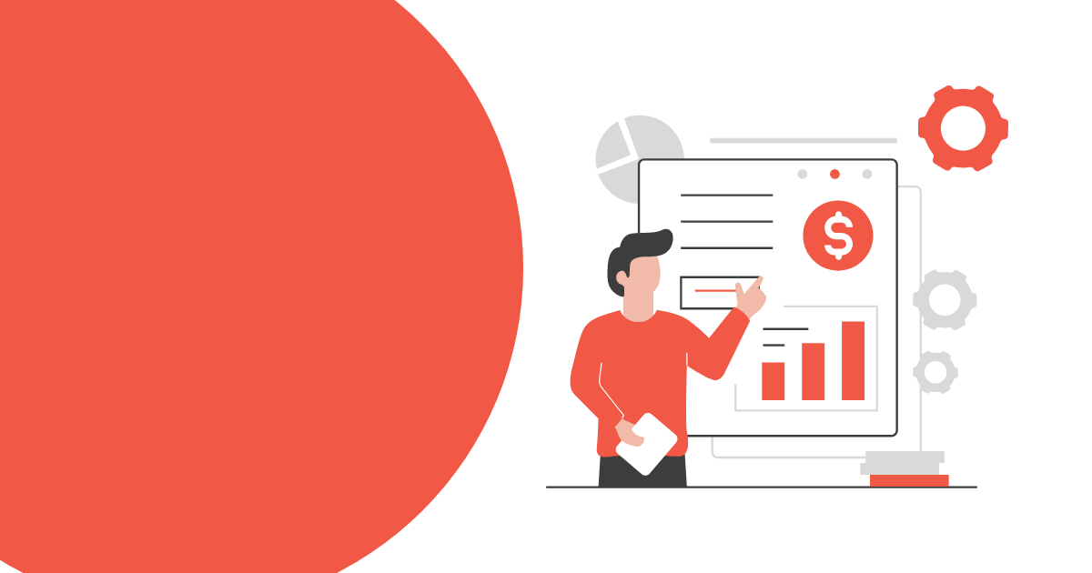 An animated character looking at a business intelligence report.