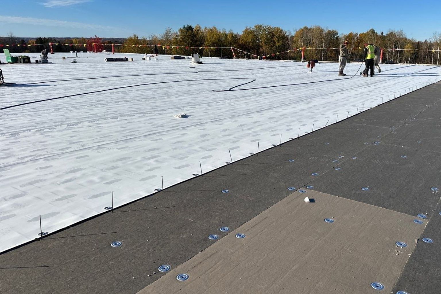 Commercial flat roof on a large building in Wisconsin.