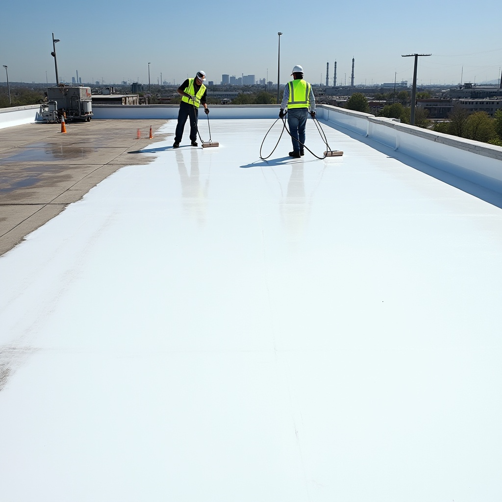 Side-by-side comparison of commercial roof restoration vs commercial roof replacement.