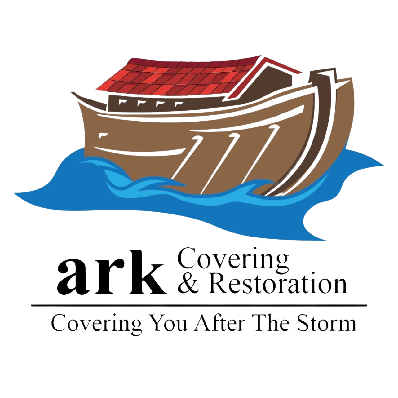 A logo for covering ark & restoration covering you after the storm