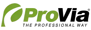 The provia logo is green and black and says the professional way