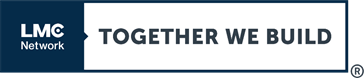 a logo for lmc network that says together we build and links to their website