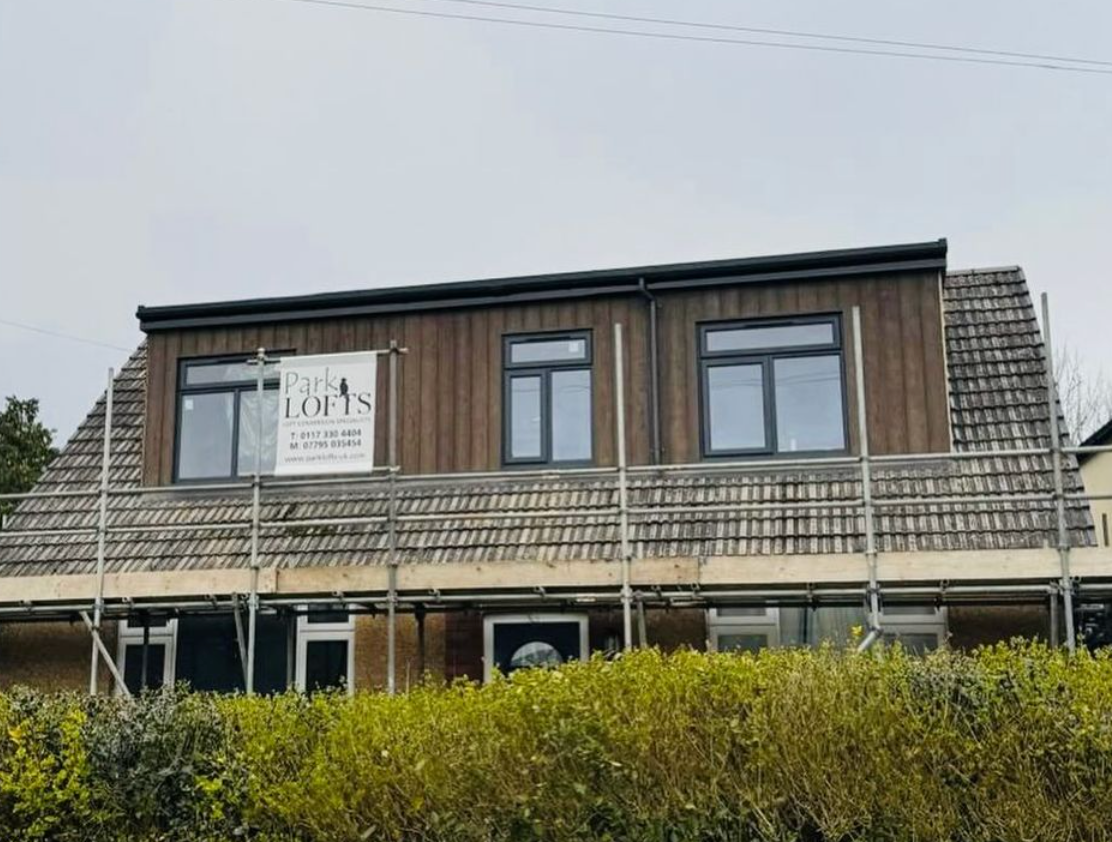 Park lofts banner outside one of their dormer loft conversions