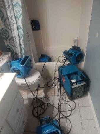 A bathroom with a toilet , sink , and shower.