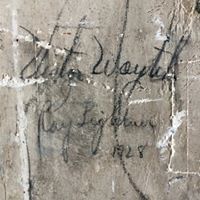 a close up of a graffiti drawing on a wall .