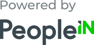 A logo that says powered by people in on a white background