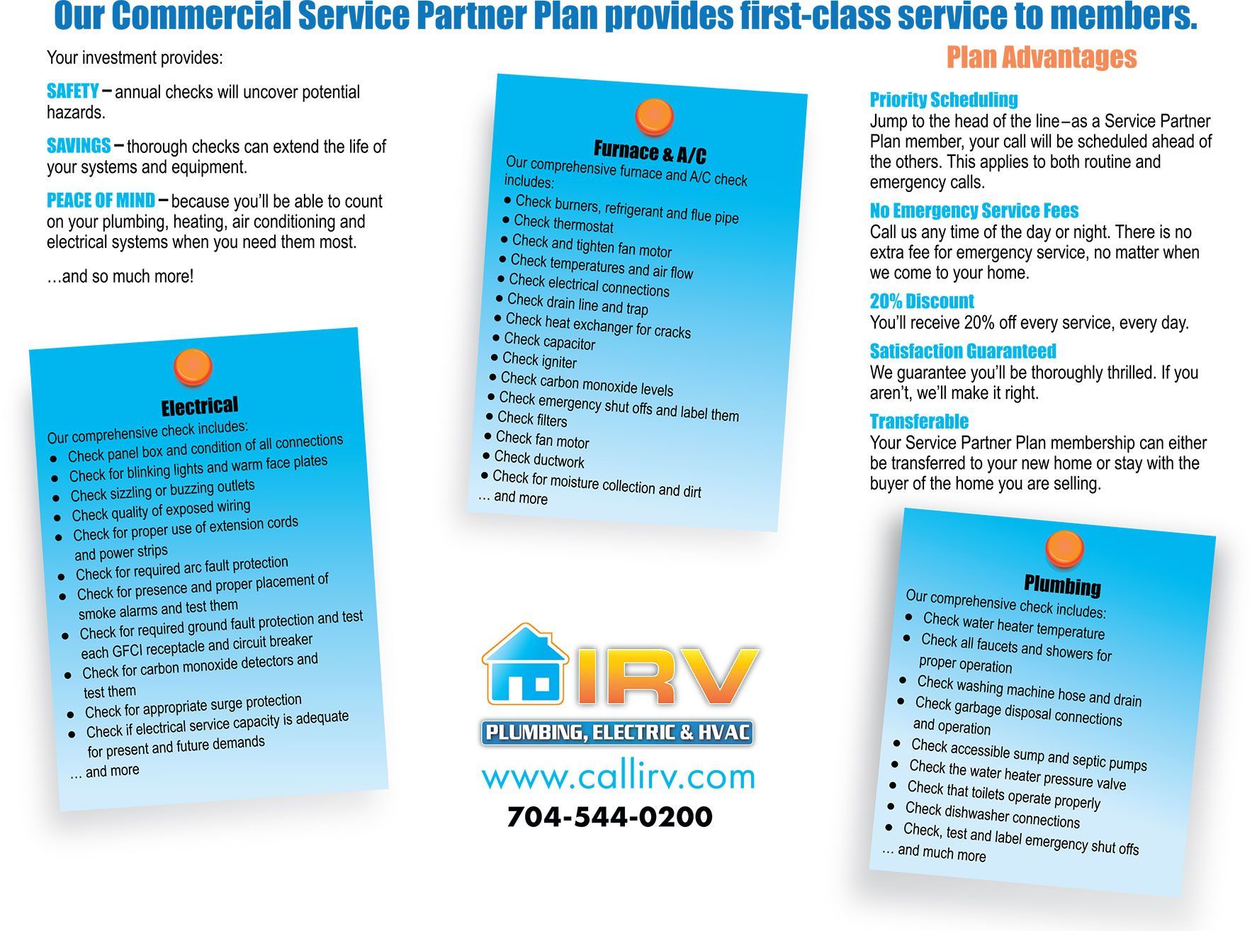 IVR plumbing brochure page 2 Commercial Service