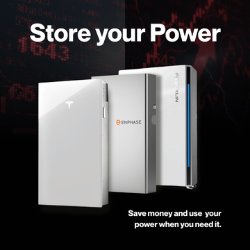 White Tesla Powerwall against black wall, on a speckled gray floor.