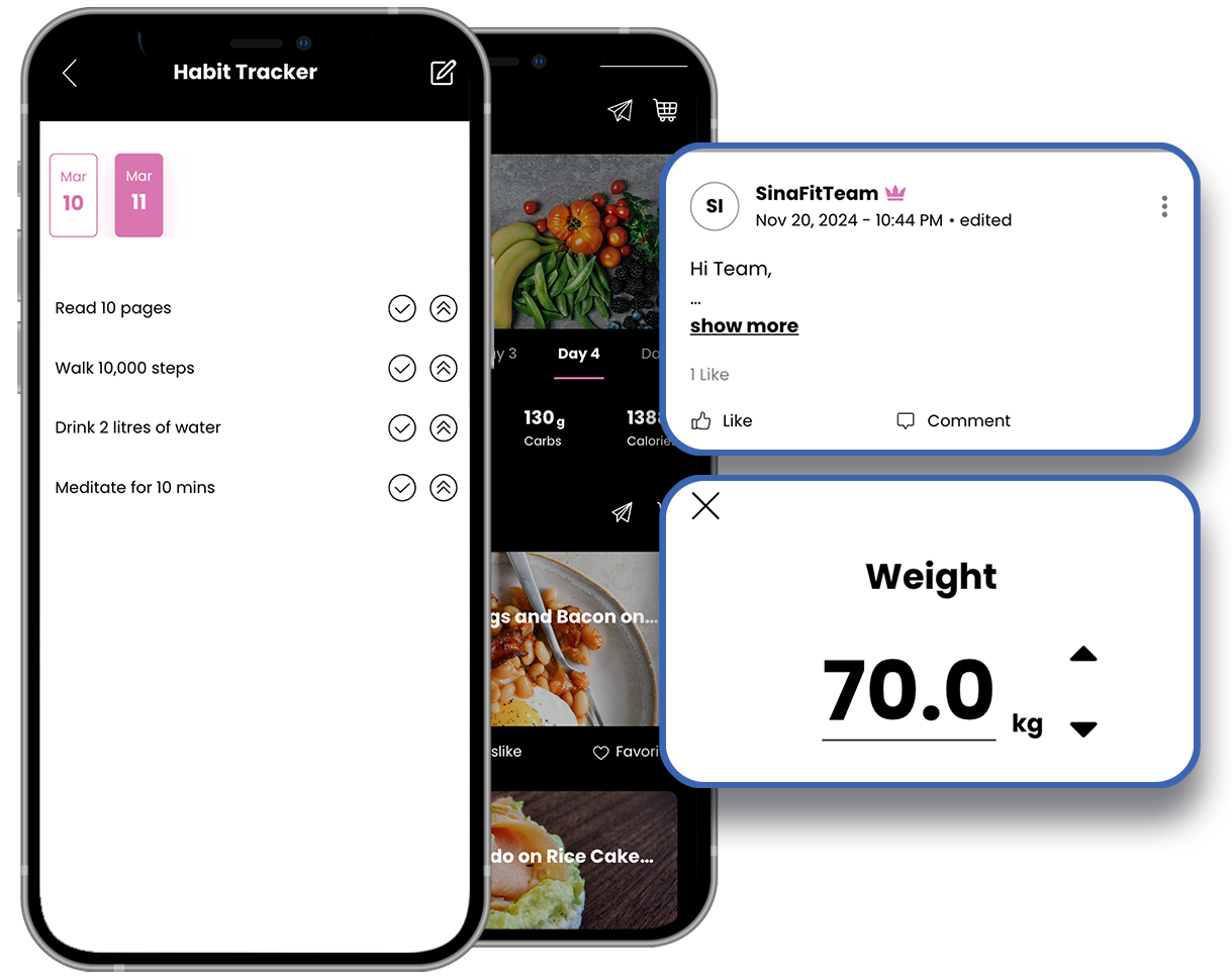 A cell phone with a weight tracker app on it.
