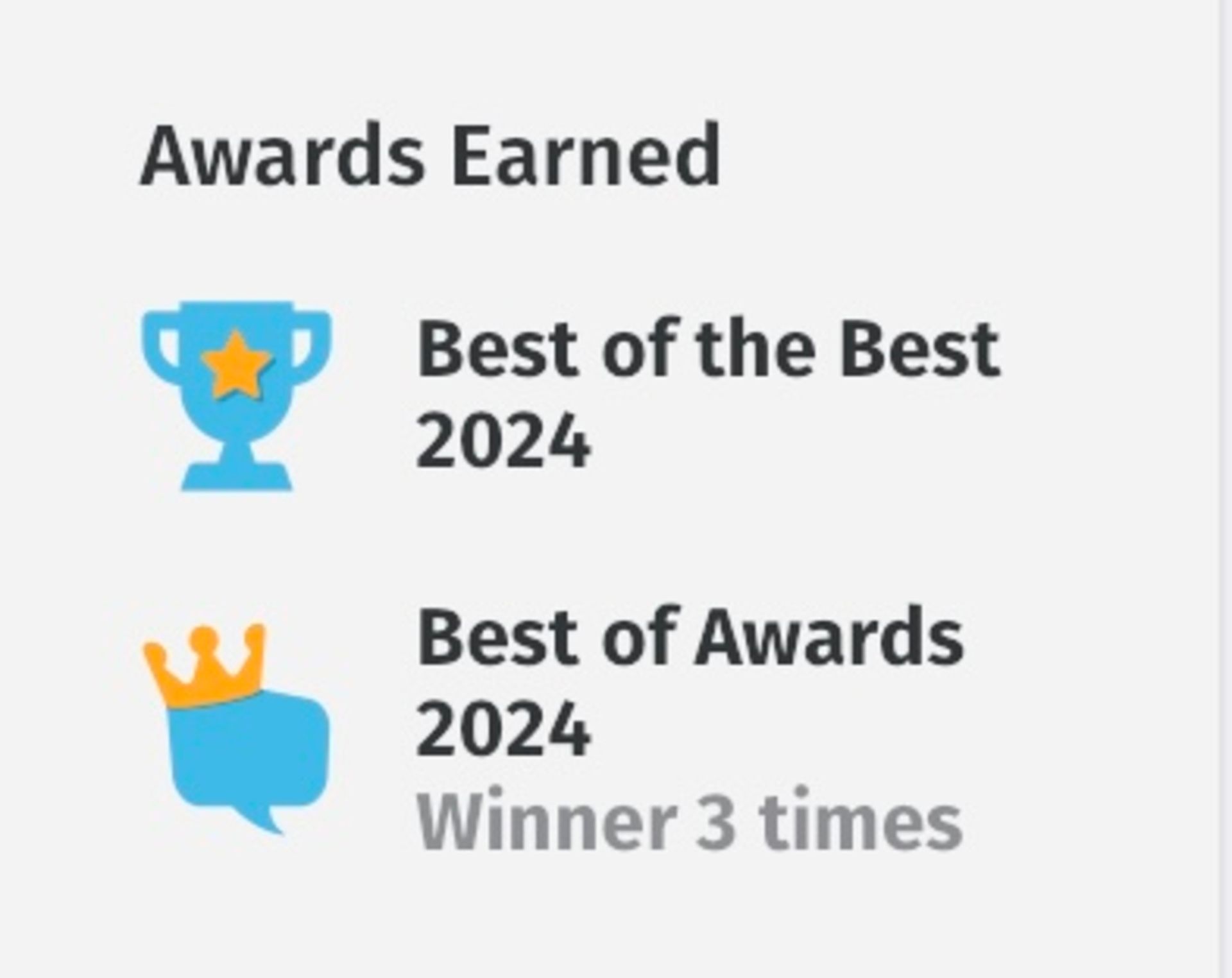 Awards earned best of the best 2024 best of awards 2024 winner 3 times