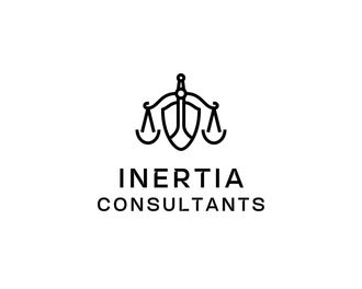 Logo: Scales of justice icon above text 