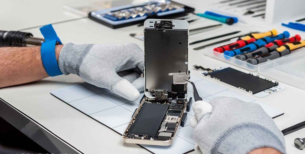 A phone being repaired