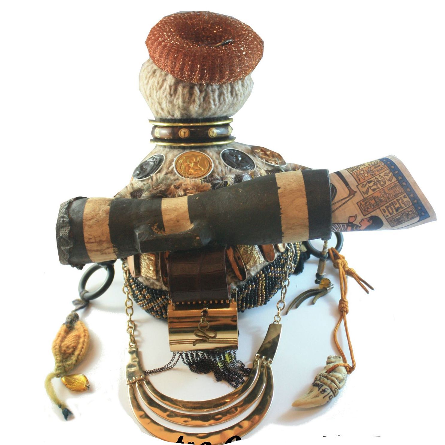 A statue of a man holding a roll of money with the number 10 on it