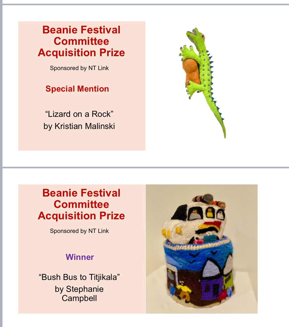 A flyer for the beanie festival committee acquisition prize